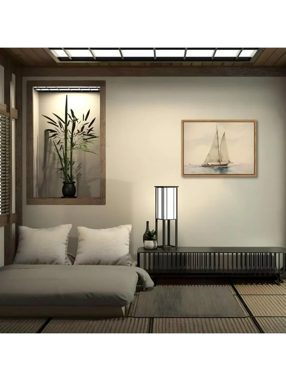Vintage Sailboat Canvas Wall Art, Ocean Seascape Decor for Living Room & Office